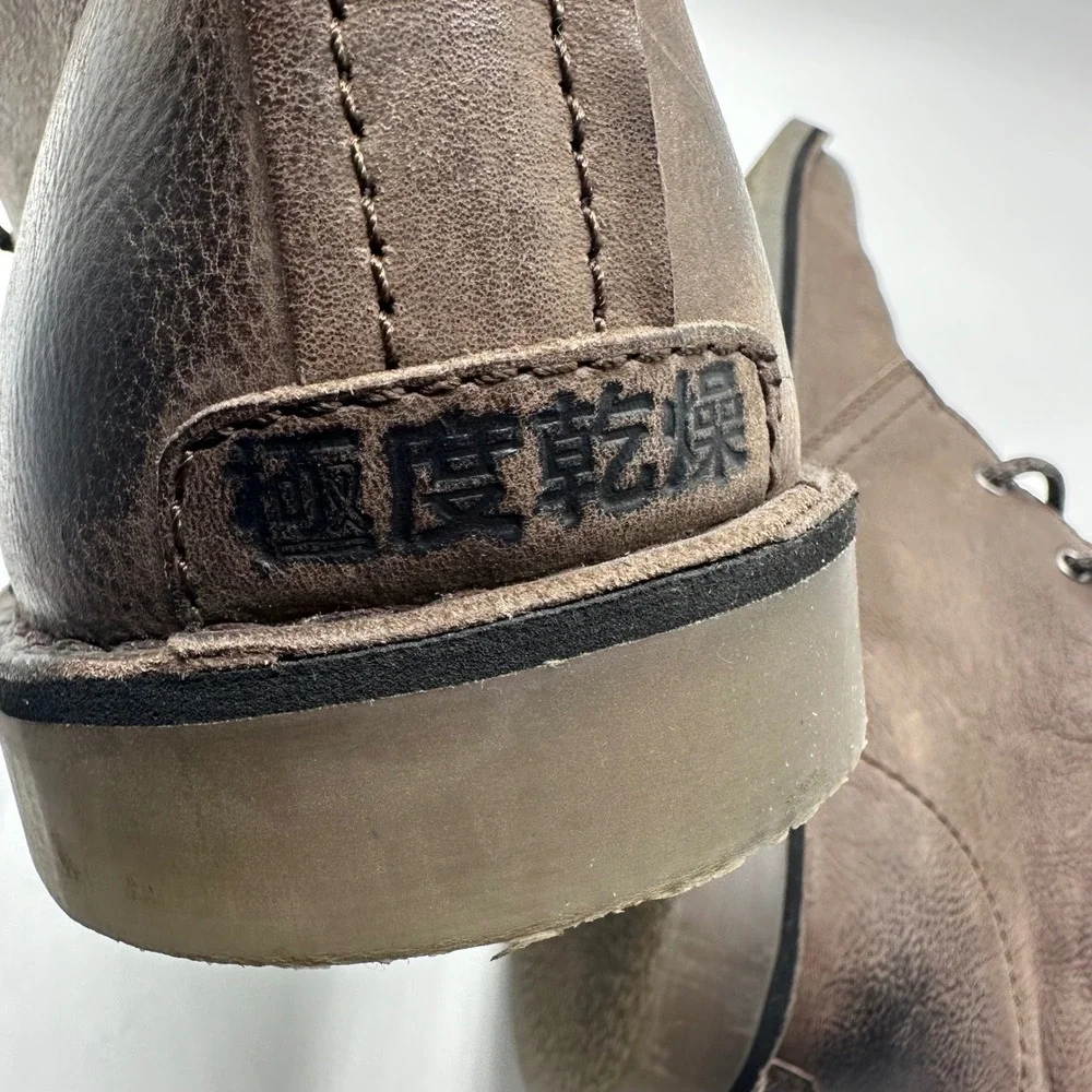 Superdry Mens Brown Leather Chukka Desert Boots Size 10 US 43 EU Burnished Toe